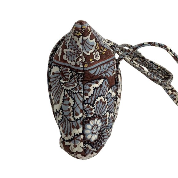 Vera Bradley Slate Blooms Brown/Blue Floral Cotton Quilted Zip Tote Shoulder Bag - Picture 5 of 10